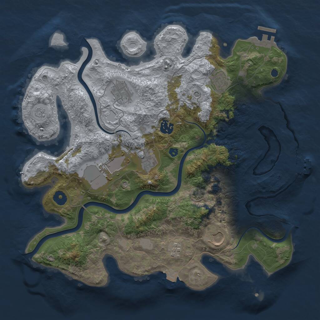 Rust Map: Procedural Map, Size: 3500, Seed: 4234567, 13 Monuments