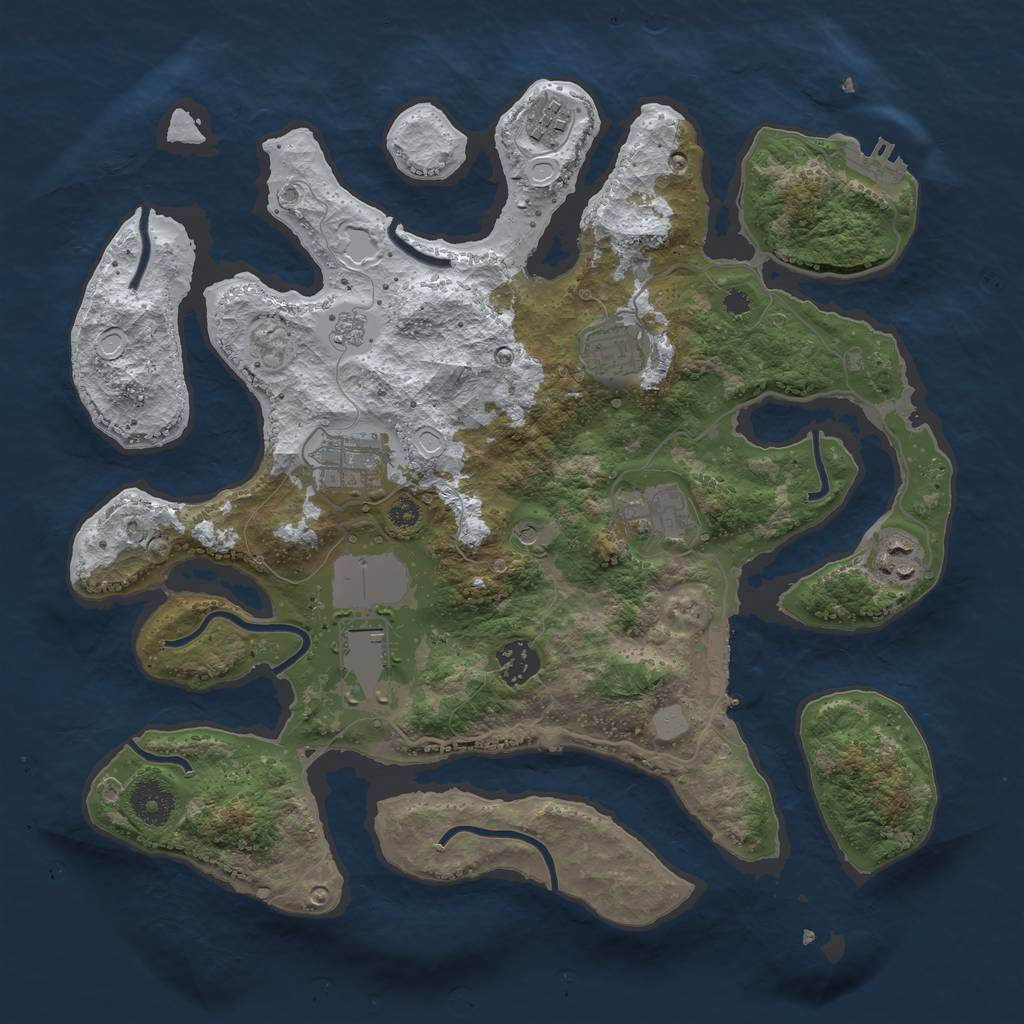 Rust Map: Procedural Map, Size: 3500, Seed: 4234567, 16 Monuments