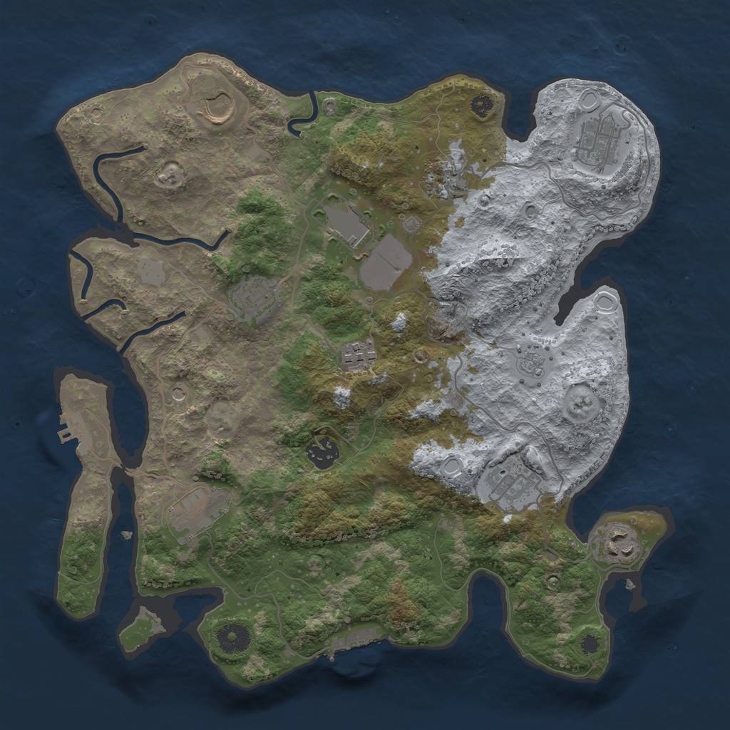 Rust Map: Procedural Map, Size: 3500, Seed: 291010, 17 Monuments