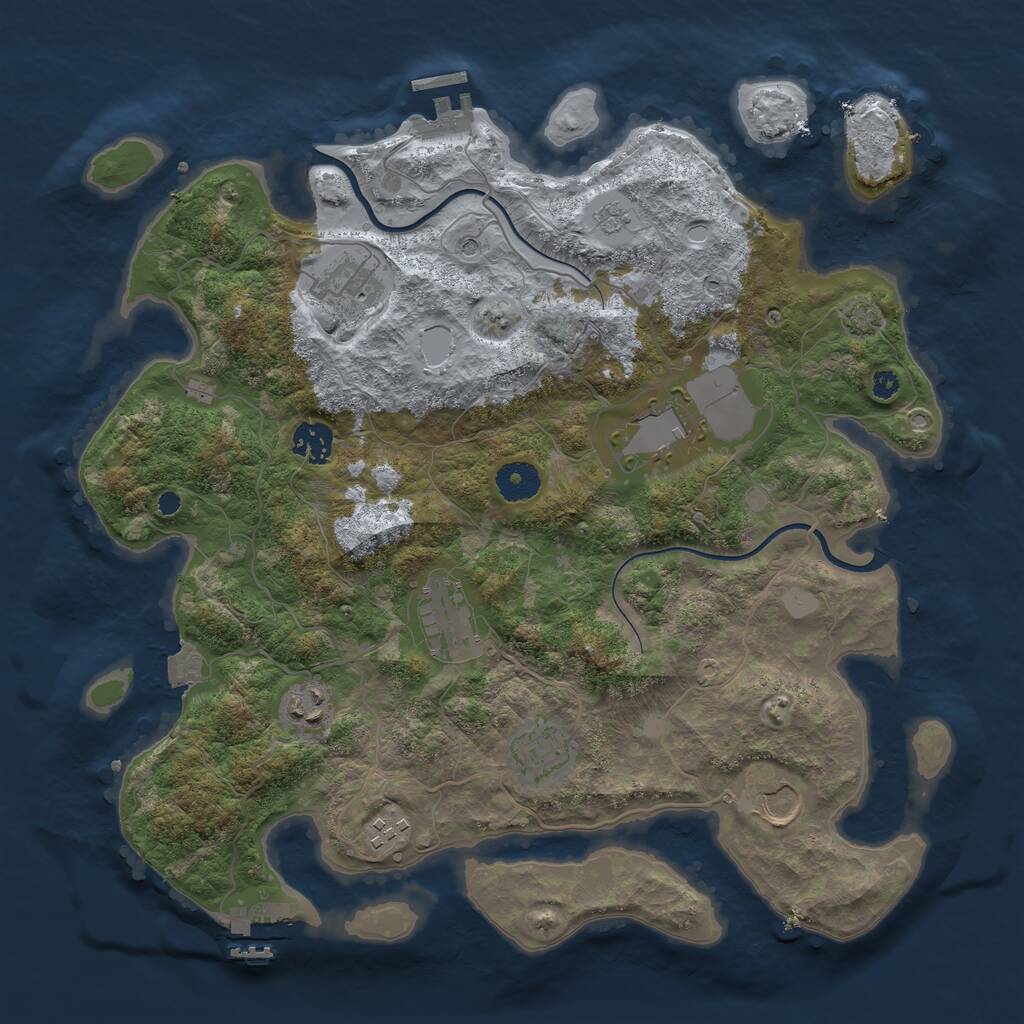 Rust Map: Procedural Map, Size: 3700, Seed: 651990938, 14 Monuments