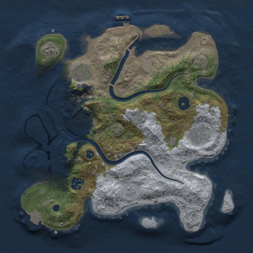 Rust Map: Procedural Map, Size: 3000, Seed: 42923, 10 Monuments