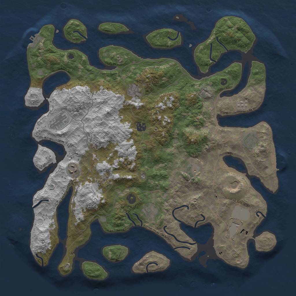 Rust Map: Procedural Map, Size: 4500, Seed: 7554, 19 Monuments