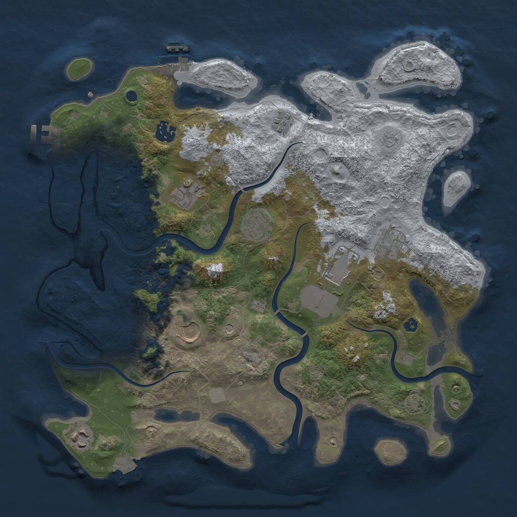 Rust Map: Procedural Map, Size: 3750, Seed: 49078343, 14 Monuments