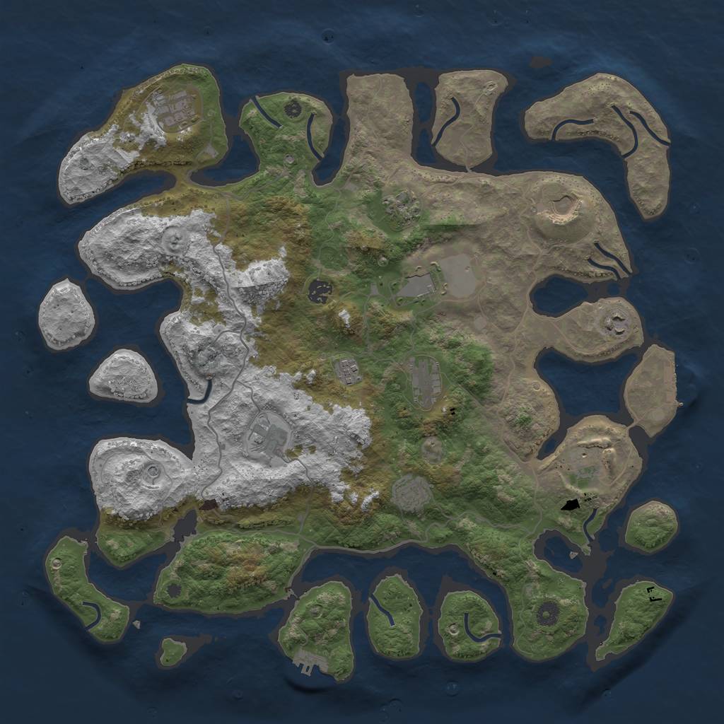 Rust Map: Procedural Map, Size: 4500, Seed: 47786, 16 Monuments