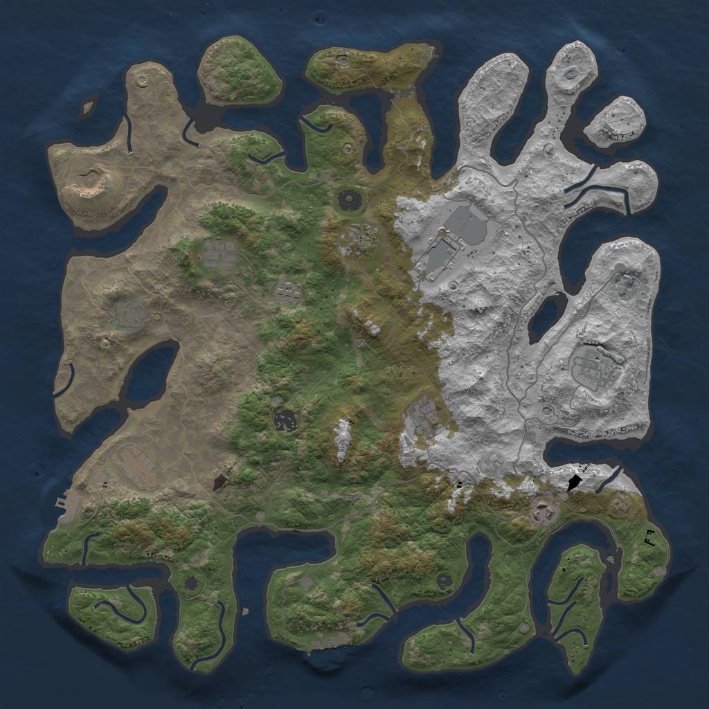 Rust Map: Procedural Map, Size: 4600, Seed: 43541154, 16 Monuments