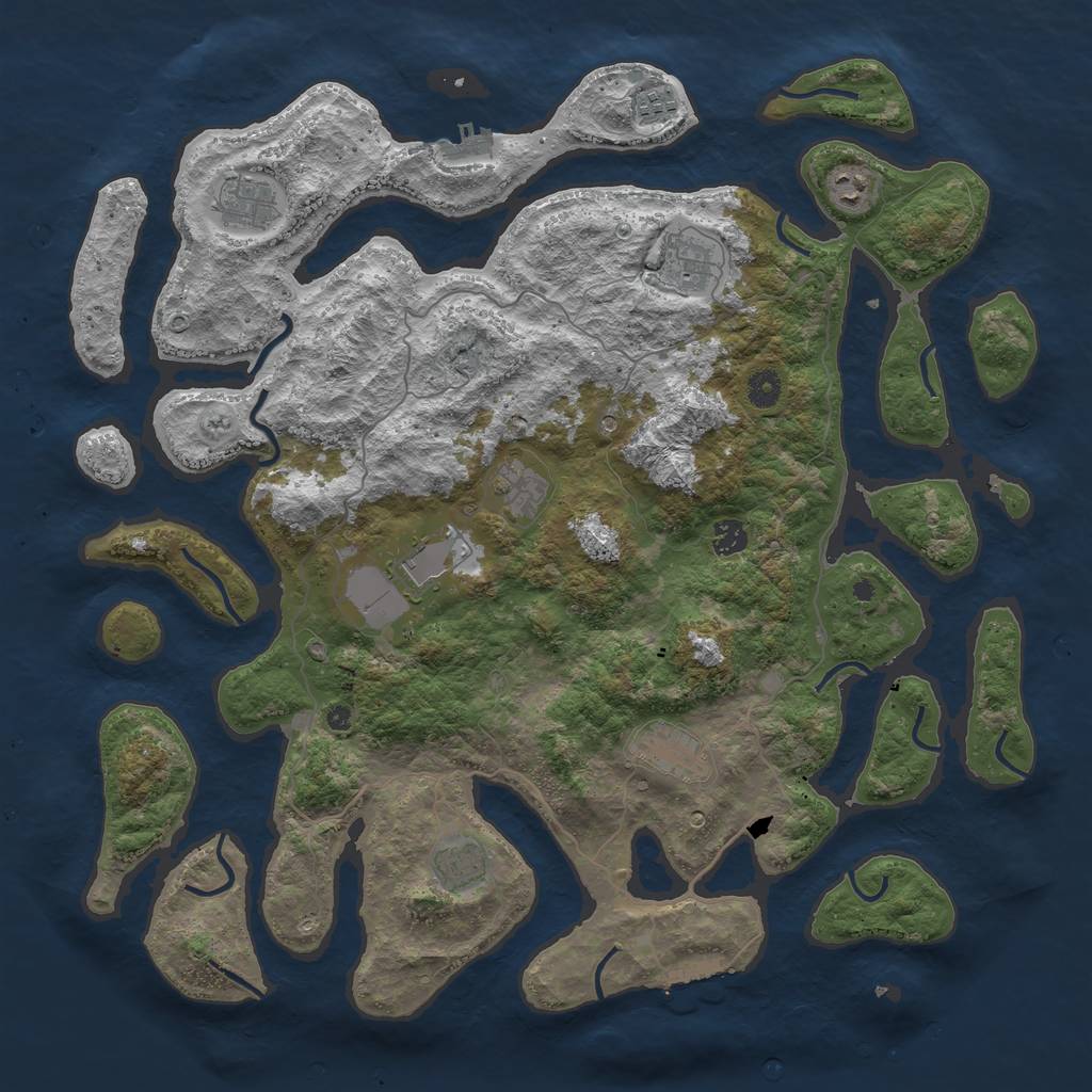 Rust Map: Procedural Map, Size: 4500, Seed: 852764933, 14 Monuments