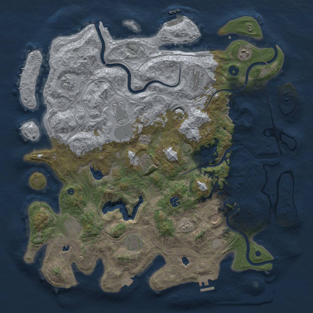 Rust Map: Procedural Map, Size: 4500, Seed: 852764933, 16 Monuments