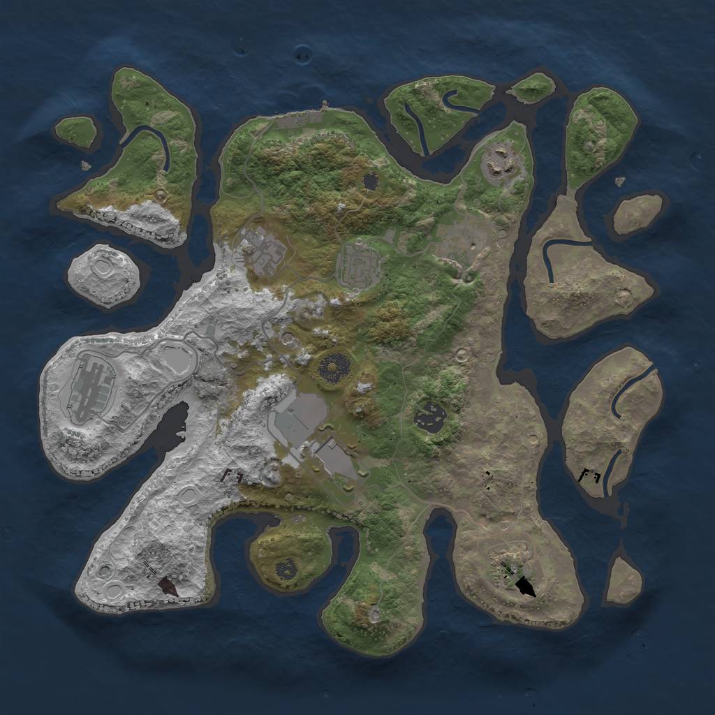 Rust Map: Procedural Map, Size: 3500, Seed: 997725988, 15 Monuments