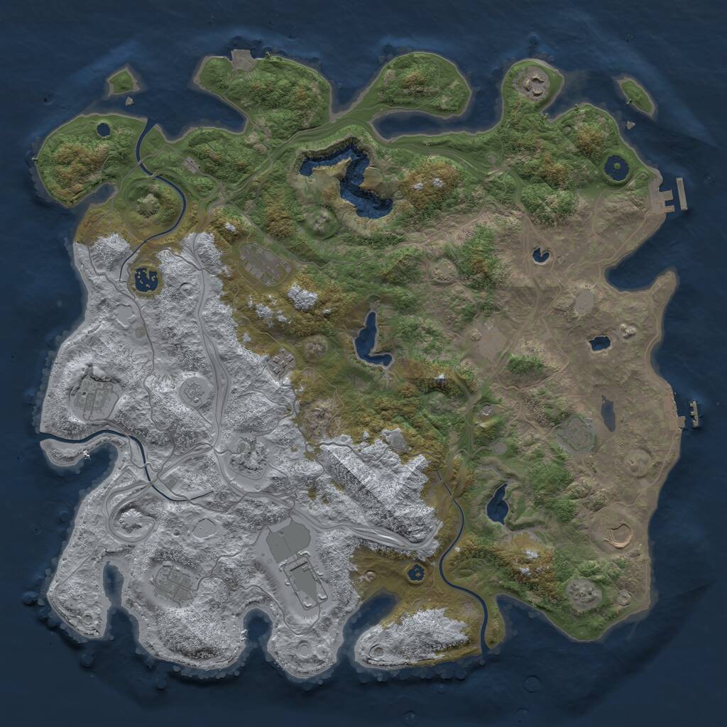Rust Map: Procedural Map, Size: 4500, Seed: 711469, 17 Monuments