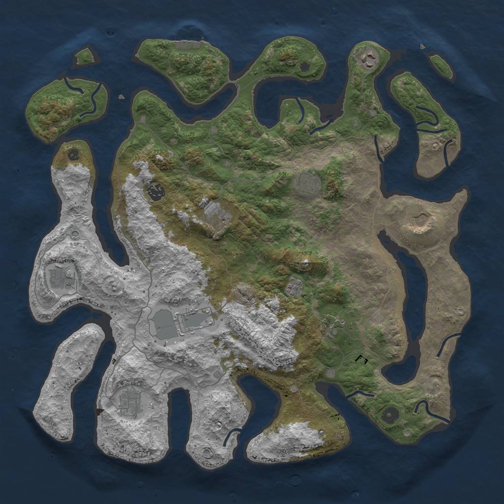 Rust Map: Procedural Map, Size: 4500, Seed: 711469, 14 Monuments