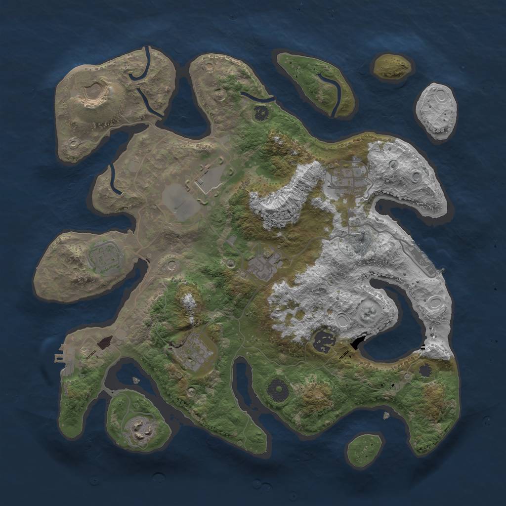 Rust Map: Procedural Map, Size: 3500, Seed: 1616471761, 19 Monuments