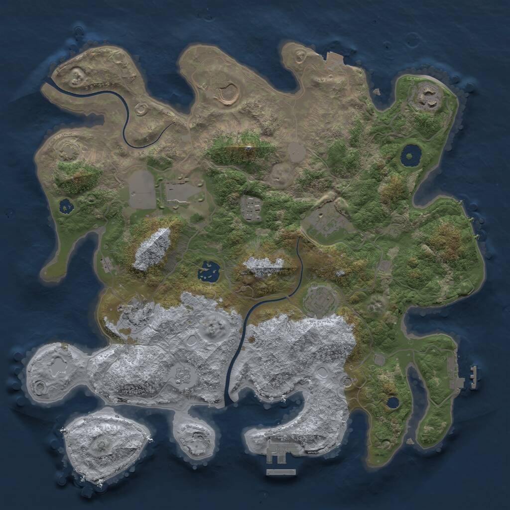 Rust Map: Procedural Map, Size: 3500, Seed: 682859560, 14 Monuments