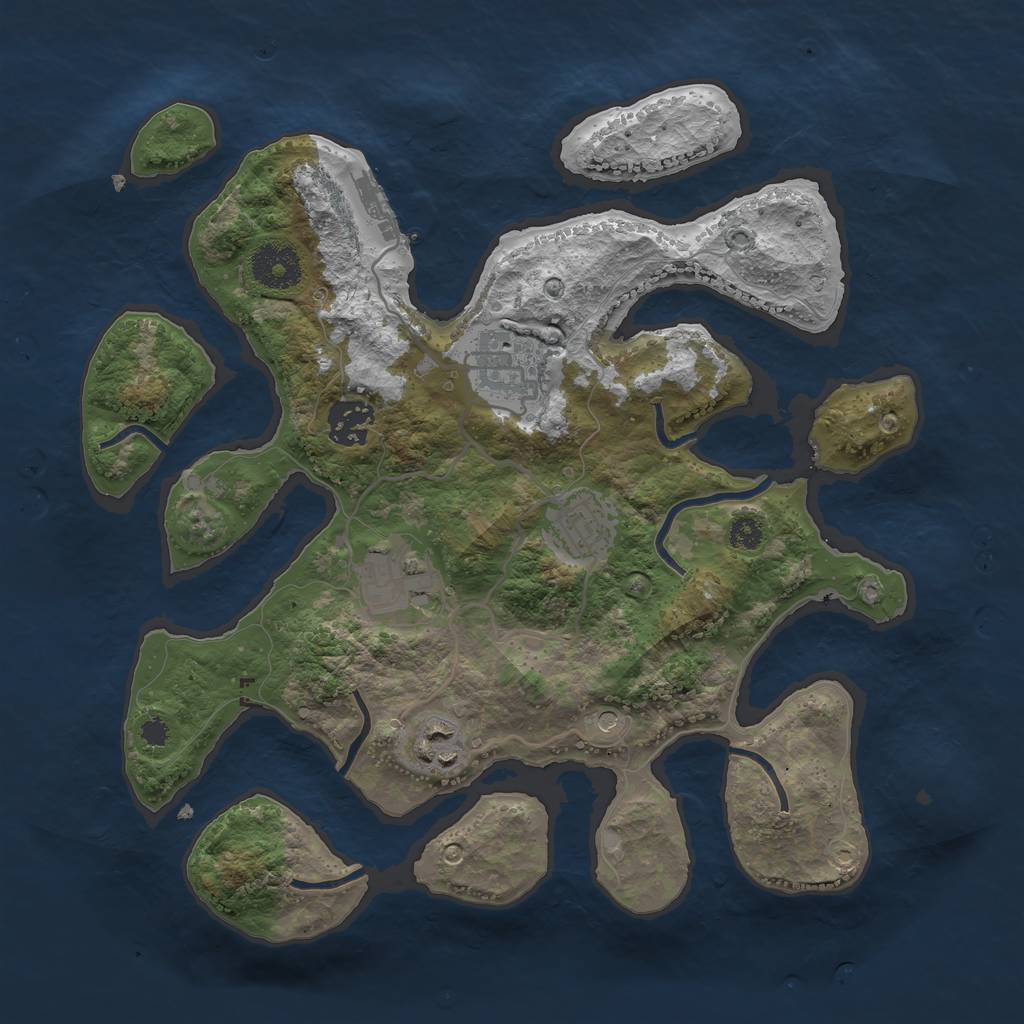 Rust Map: Procedural Map, Size: 3200, Seed: 2147483645, 9 Monuments