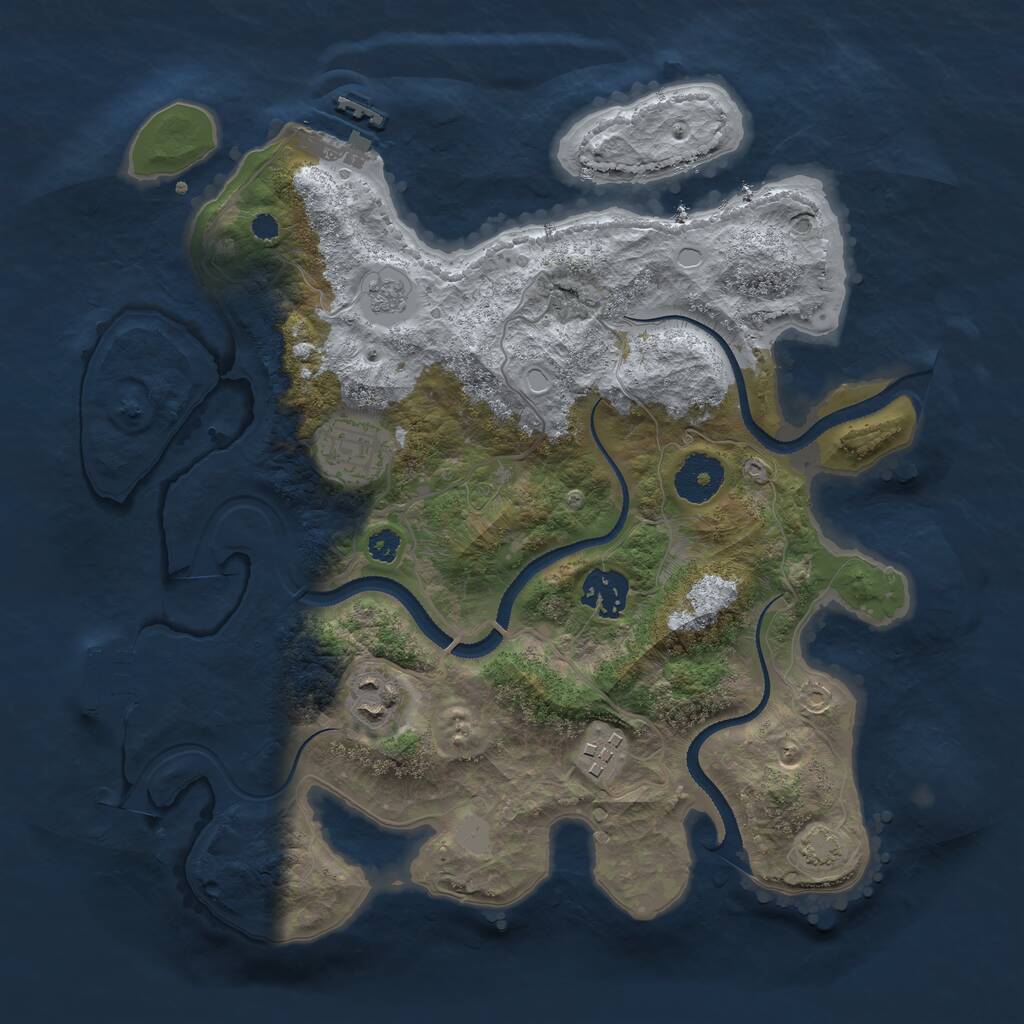 Rust Map: Procedural Map, Size: 3200, Seed: 2147483645, 9 Monuments