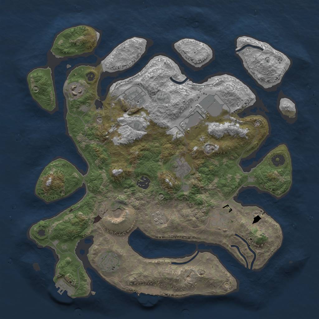 Rust Map: Procedural Map, Size: 3750, Seed: 9221, 14 Monuments