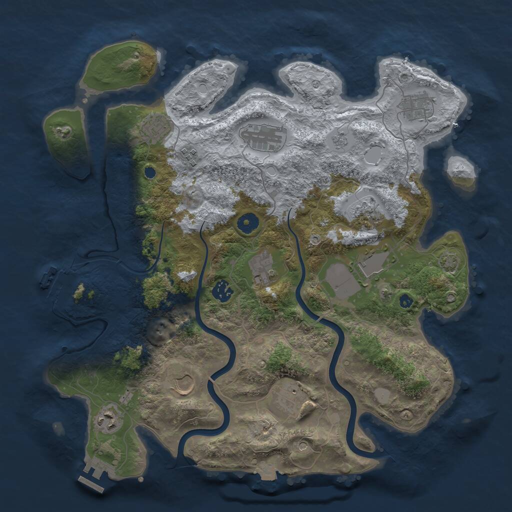Rust Map: Procedural Map, Size: 3750, Seed: 9221, 17 Monuments