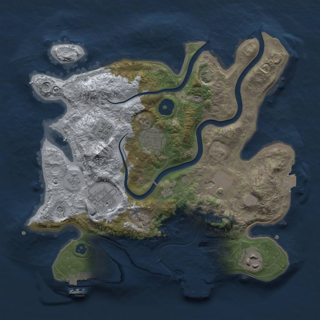 Rust Map: Procedural Map, Size: 3000, Seed: 2418071, 11 Monuments