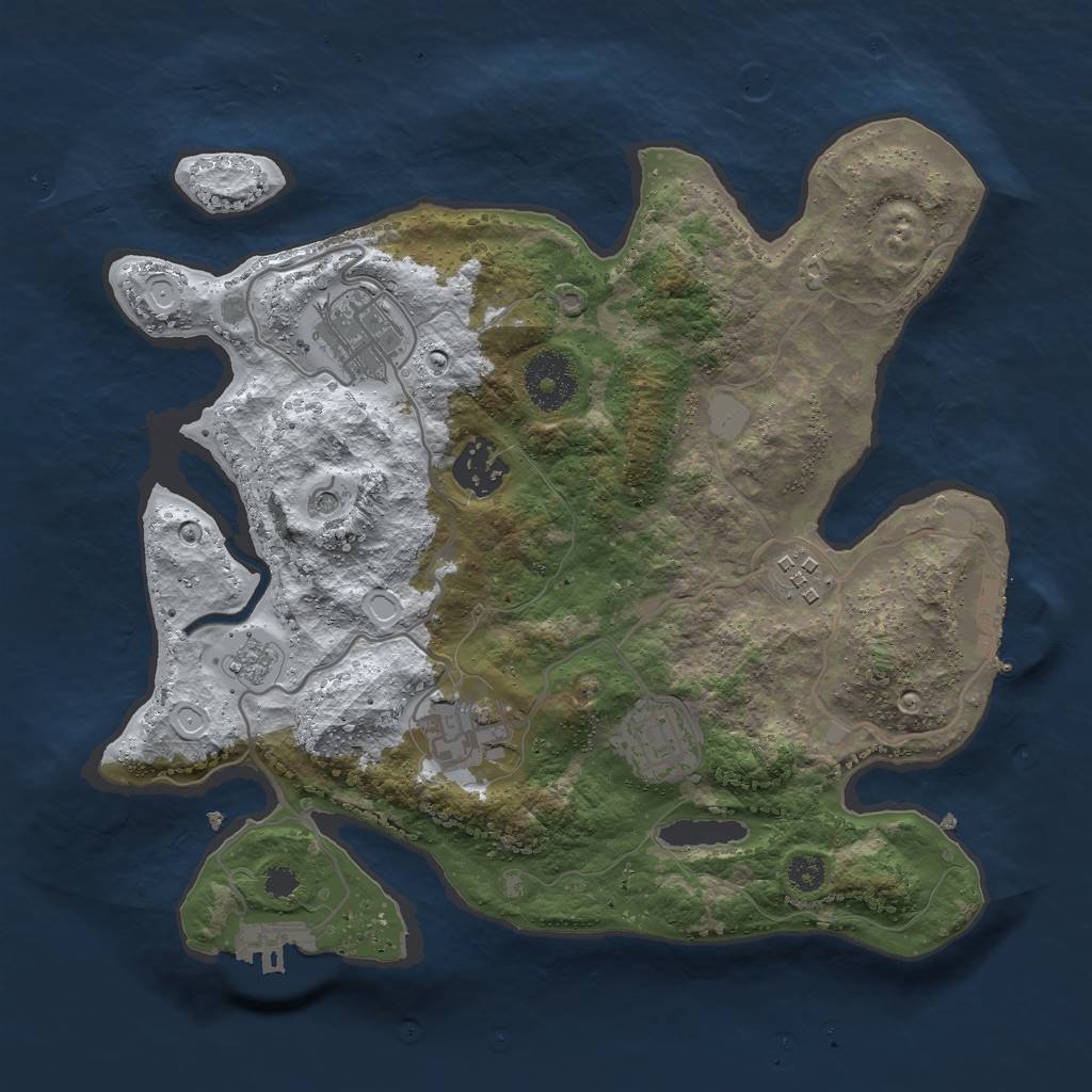 Rust Map: Procedural Map, Size: 3000, Seed: 2418071, 14 Monuments