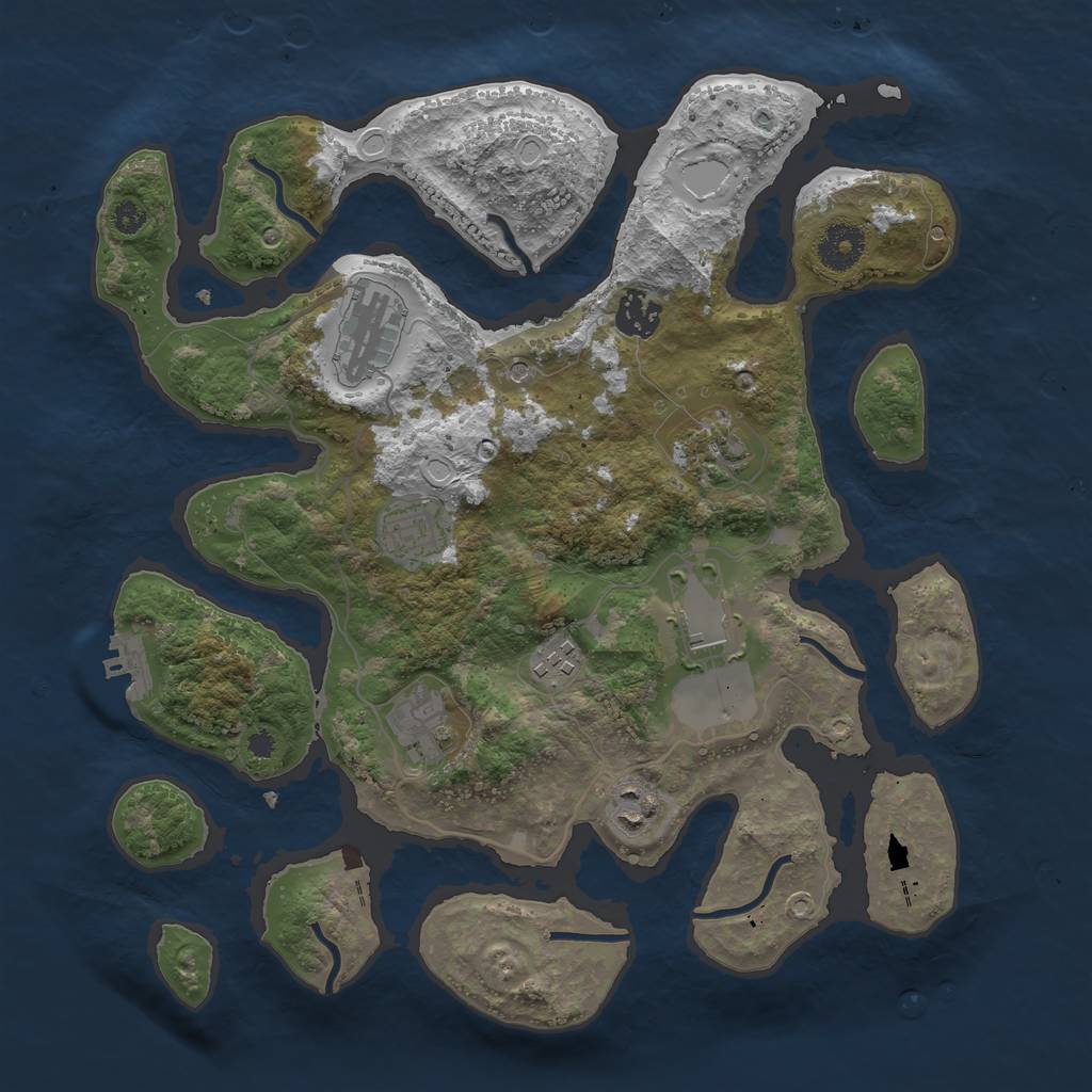 Rust Map: Procedural Map, Size: 3500, Seed: 369991, 18 Monuments