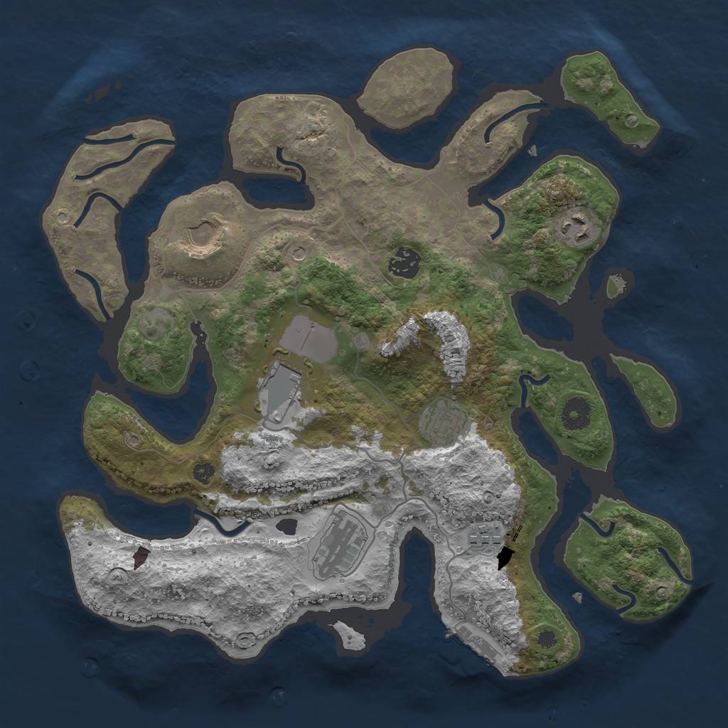 Rust Map: Procedural Map, Size: 3500, Seed: 779010, 11 Monuments