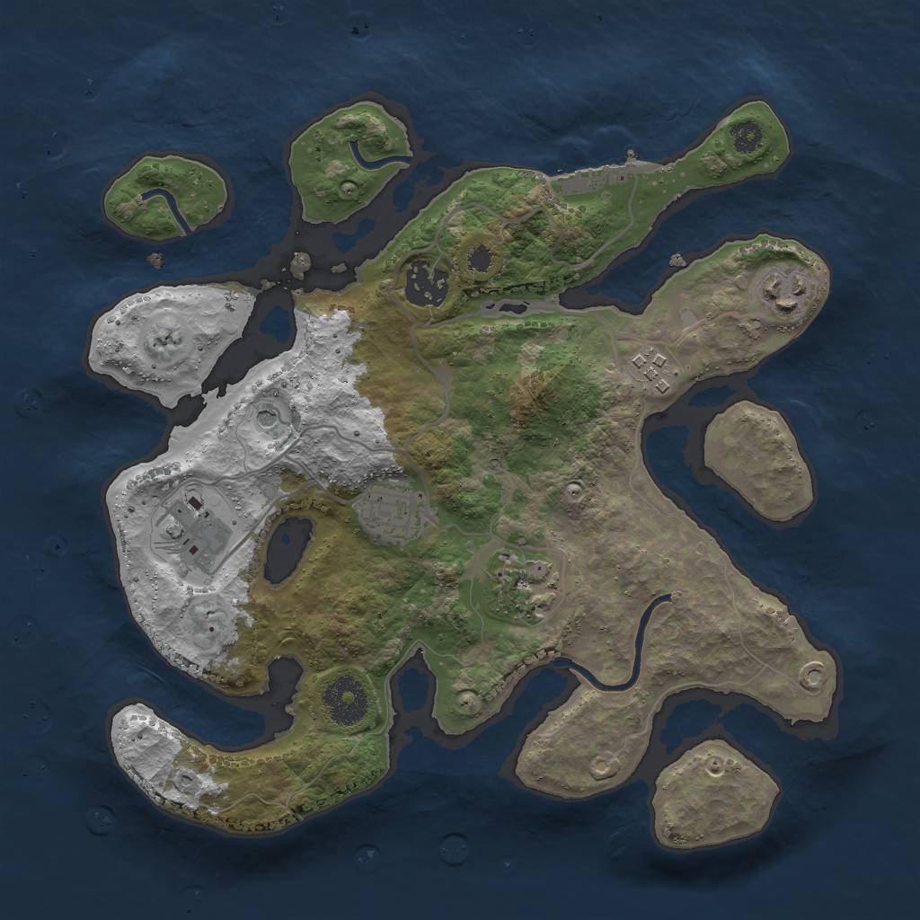 Rust Map: Procedural Map, Size: 3000, Seed: 361891429, 10 Monuments