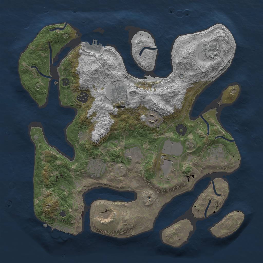 Rust Map: Procedural Map, Size: 3500, Seed: 2076163552, 14 Monuments