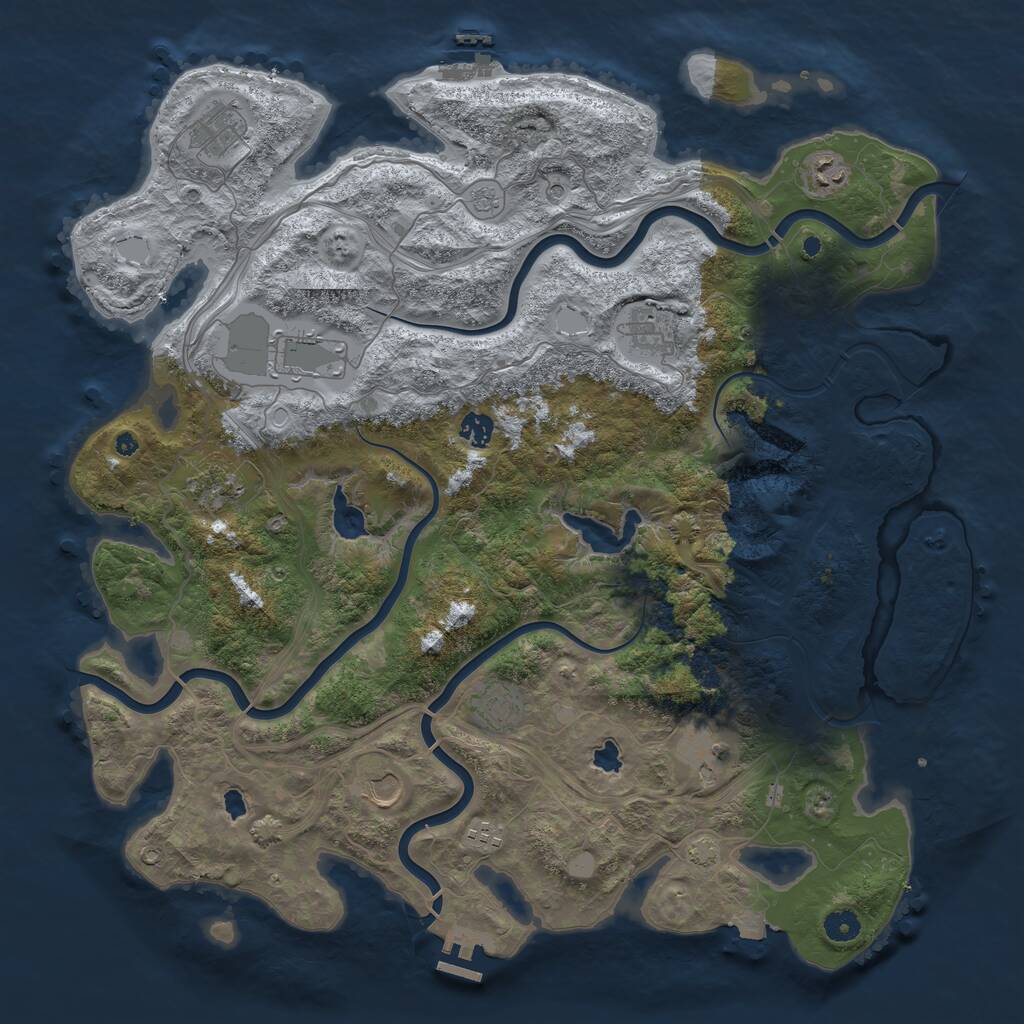 Rust Map: Procedural Map, Size: 4500, Seed: 1056289153, 16 Monuments