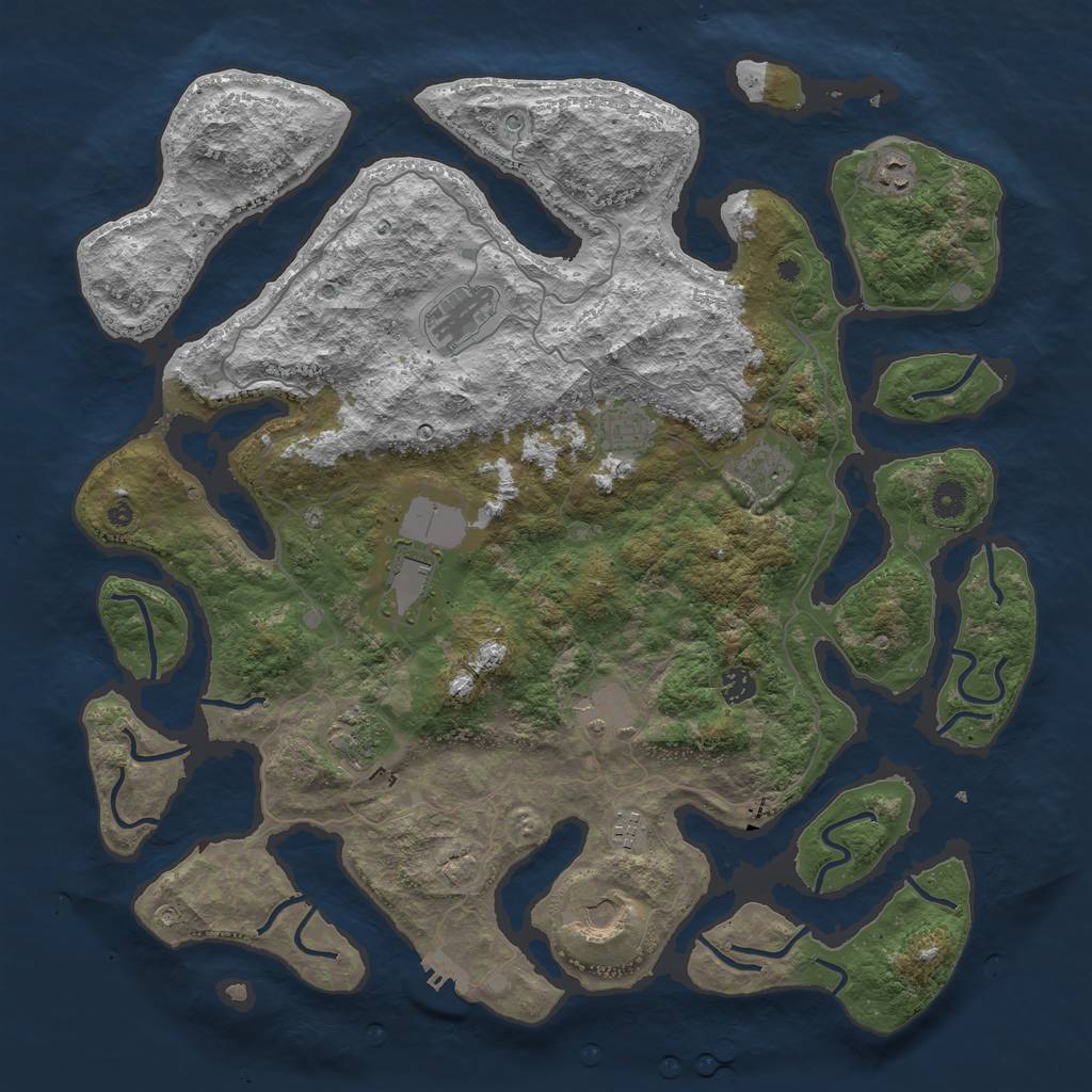 Rust Map: Procedural Map, Size: 4500, Seed: 1056289153, 14 Monuments