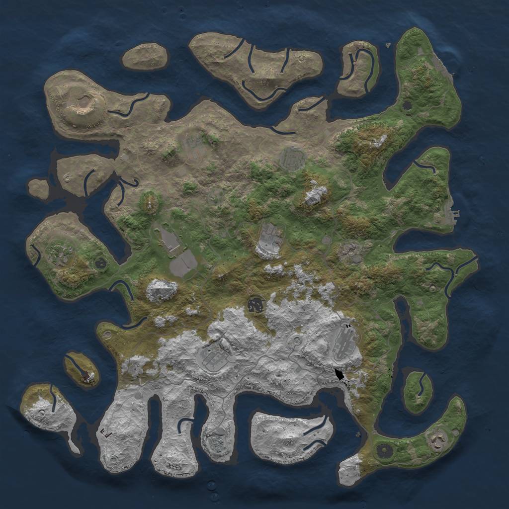 Rust Map: Procedural Map, Size: 4800, Seed: 69777769, 16 Monuments