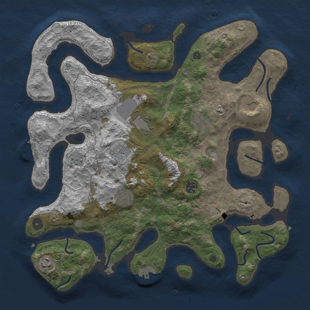 Rust Map: Procedural Map, Size: 4000, Seed: 14551243, 19 Monuments