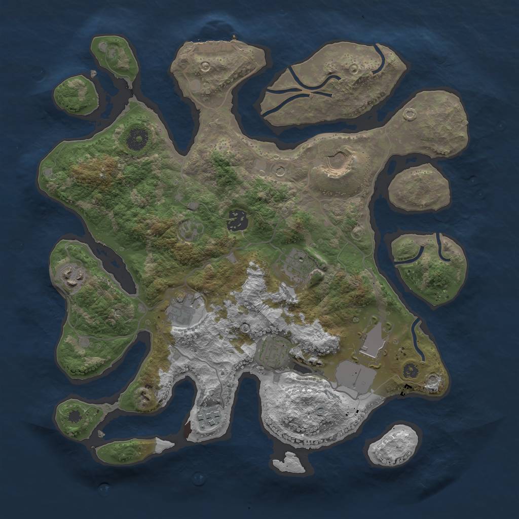 Rust Map: Procedural Map, Size: 3500, Seed: 2057883954, 12 Monuments