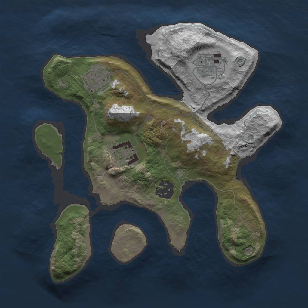 Rust Map: Barren, Size: 2500, Seed: 708969348, 6 Monuments