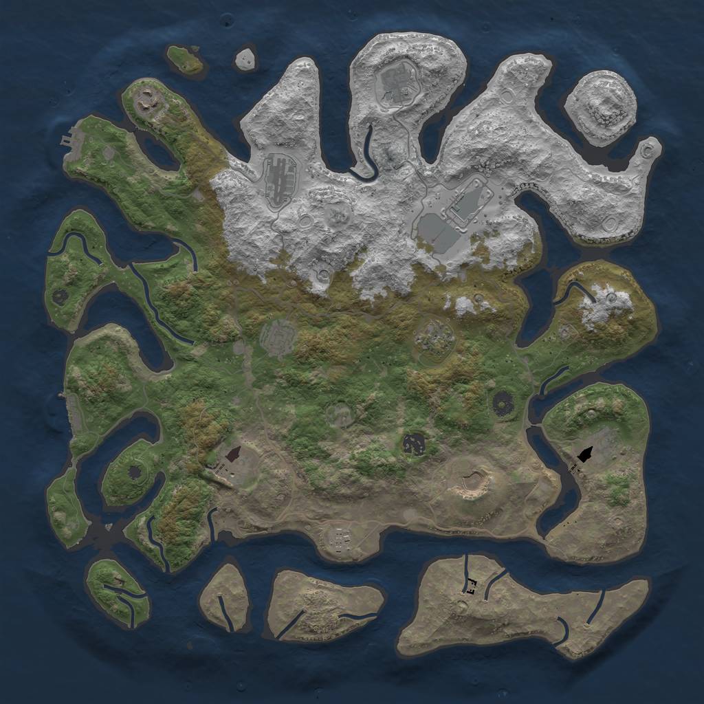 Rust Map: Procedural Map, Size: 4500, Seed: 224576, 19 Monuments