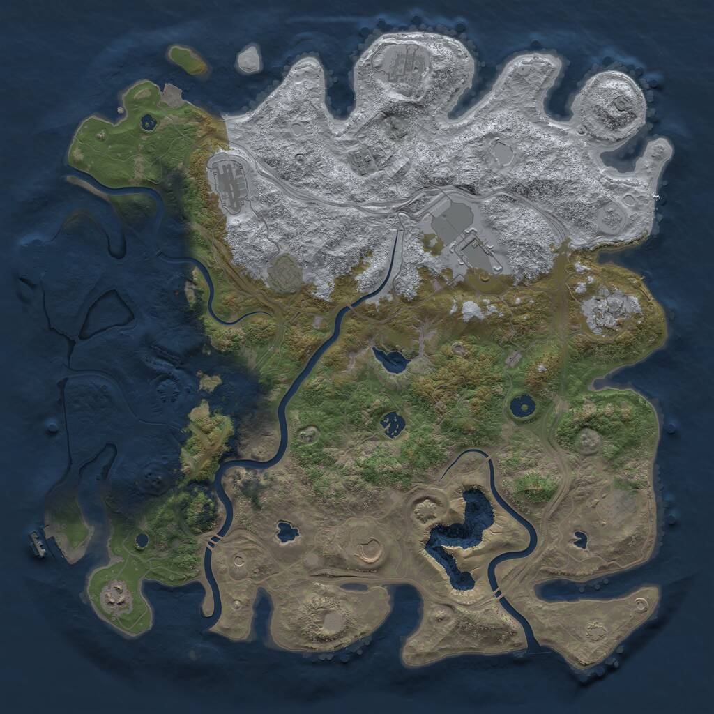 Rust Map: Procedural Map, Size: 4500, Seed: 224576, 16 Monuments