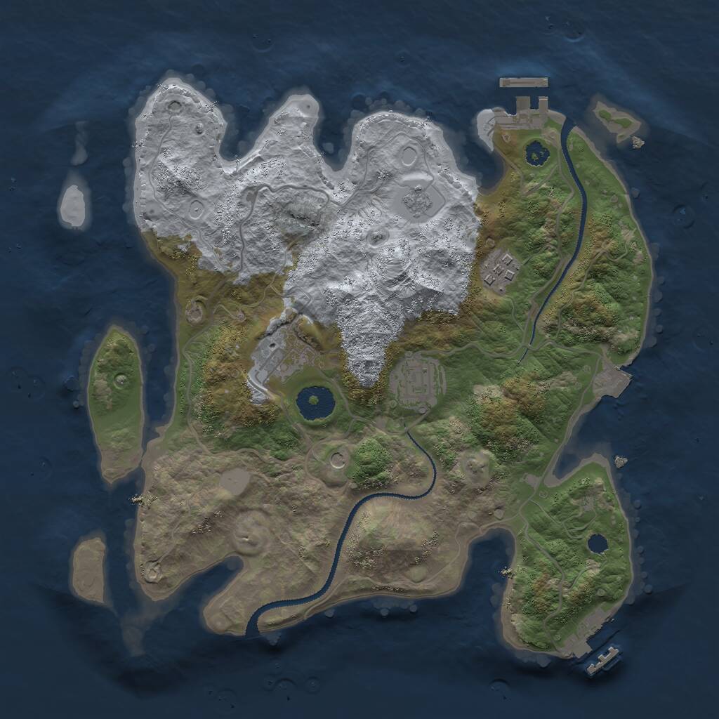 Rust Map: Procedural Map, Size: 3000, Seed: 796417784, 8 Monuments
