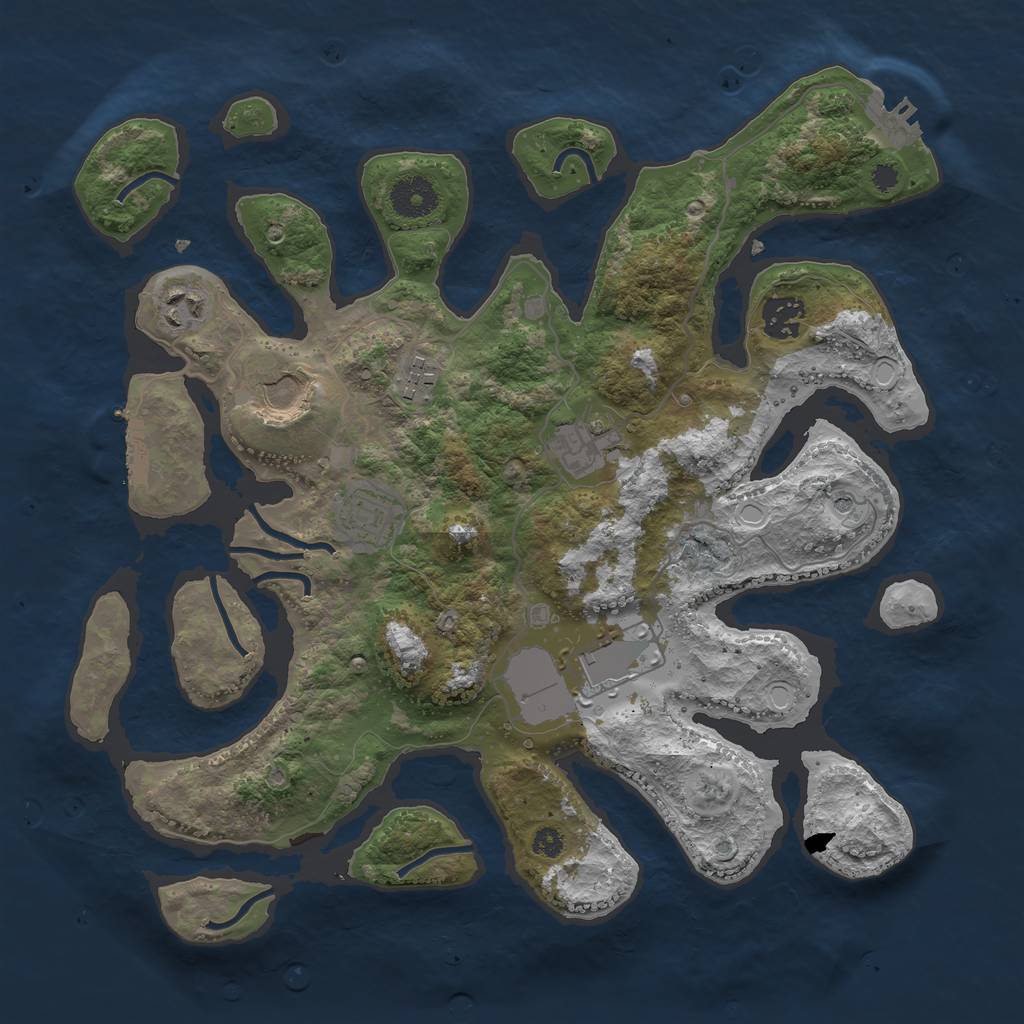 Rust Map: Procedural Map, Size: 3500, Seed: 663, 15 Monuments