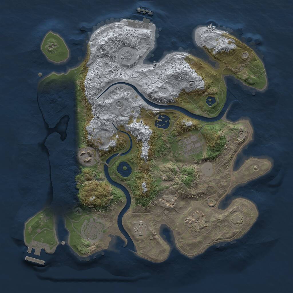 Rust Map: Procedural Map, Size: 3000, Seed: 1089422879, 12 Monuments