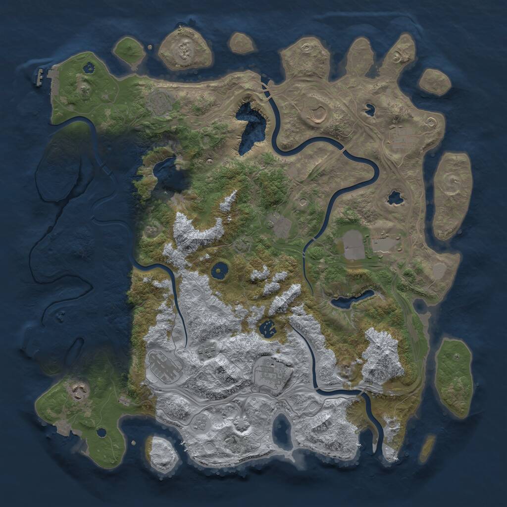 Rust Map: Procedural Map, Size: 4500, Seed: 9657966, 16 Monuments