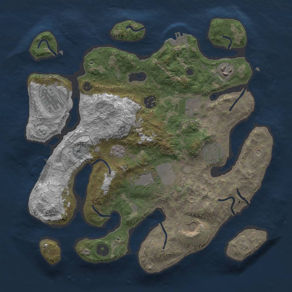 Rust Map: Procedural Map, Size: 3500, Seed: 298452683, 13 Monuments