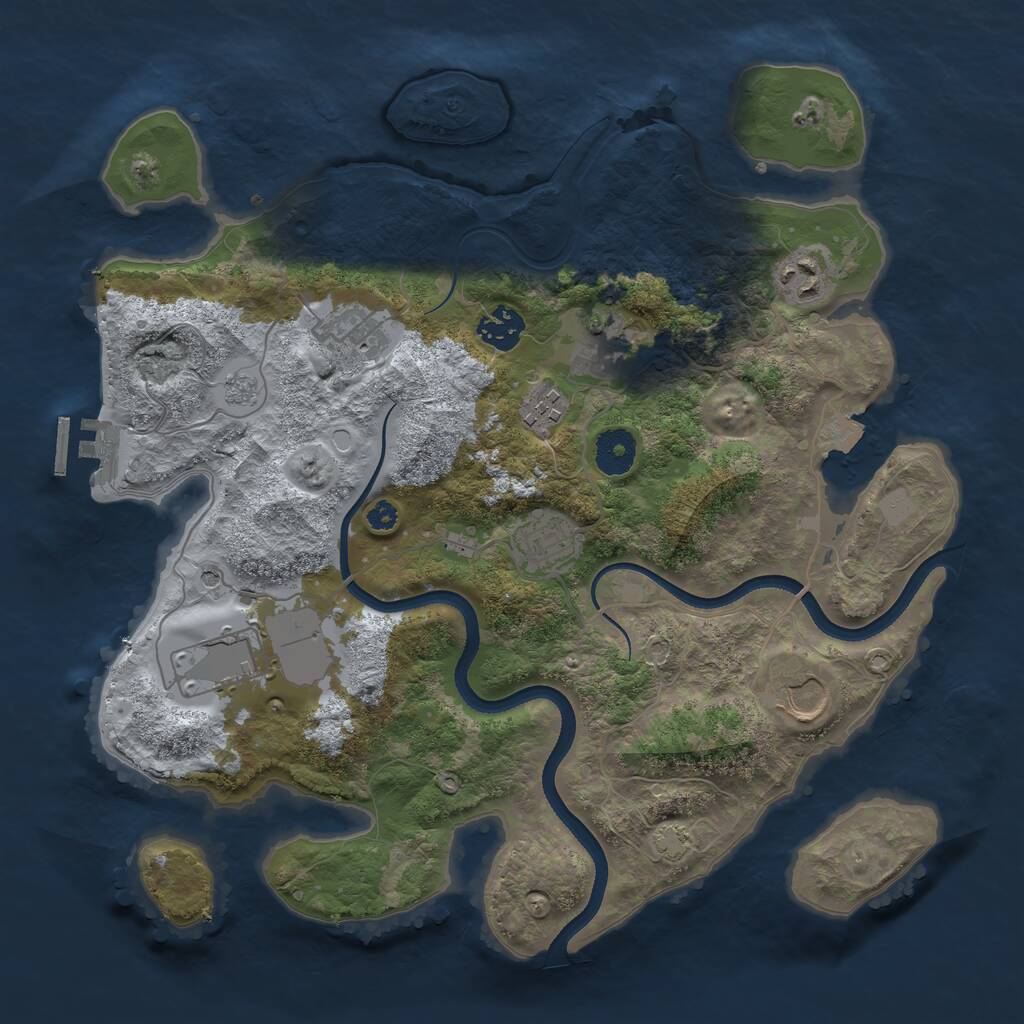 Rust Map: Procedural Map, Size: 3500, Seed: 298452683, 13 Monuments