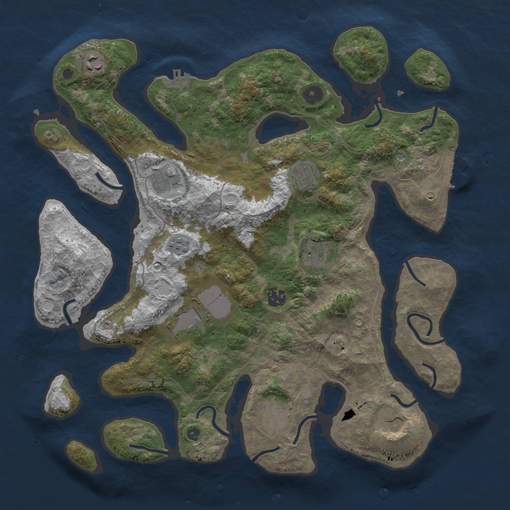 Rust Map: Procedural Map, Size: 4000, Seed: 100187, 17 Monuments