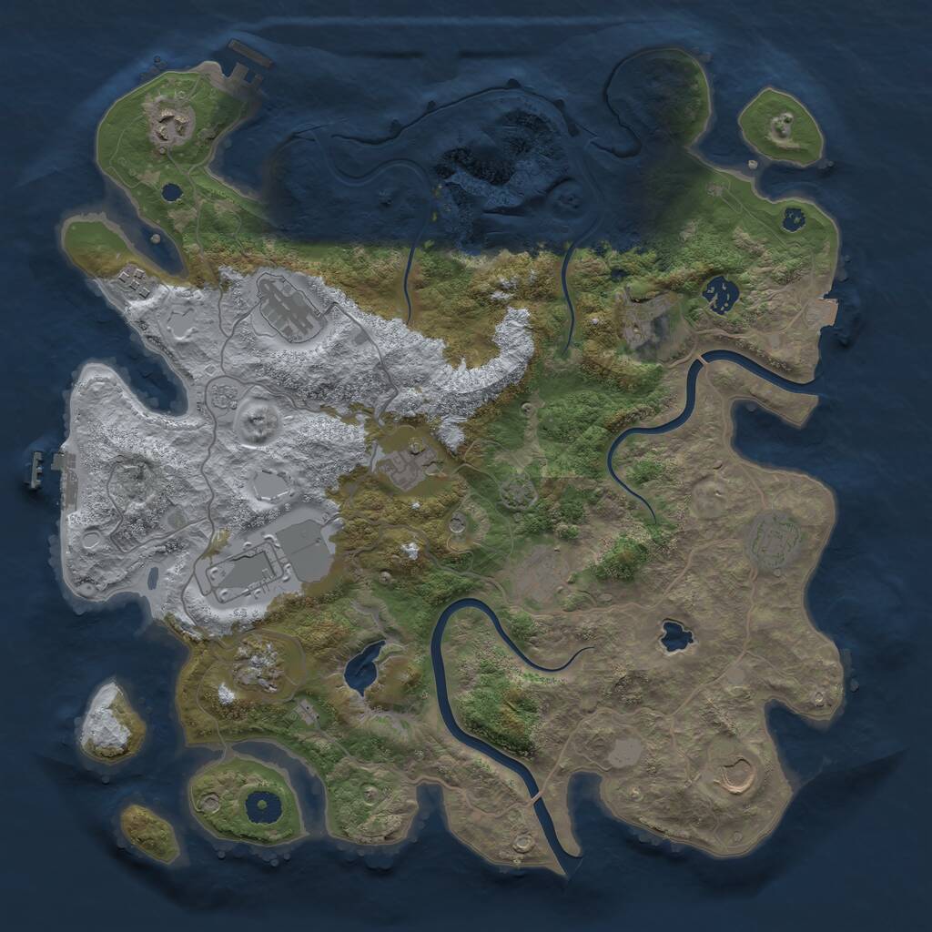 Rust Map: Procedural Map, Size: 4000, Seed: 100187, 17 Monuments