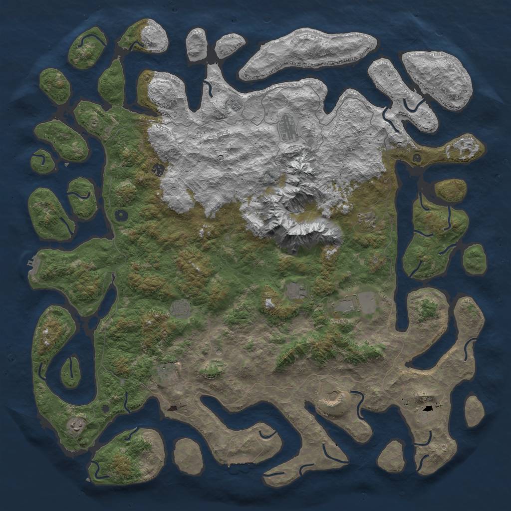 Rust Map: Procedural Map, Size: 6000, Seed: 1517501691, 19 Monuments