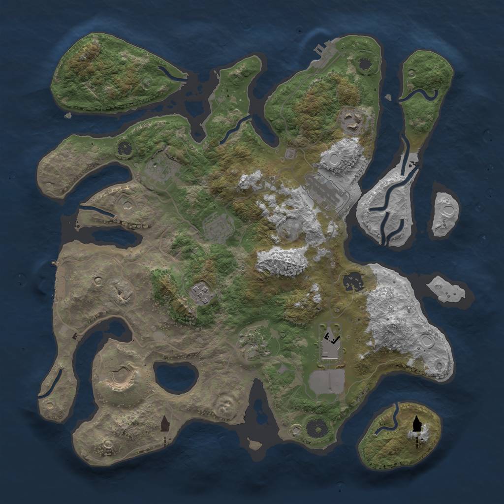 Rust Map: Procedural Map, Size: 3700, Seed: 5205155, 20 Monuments