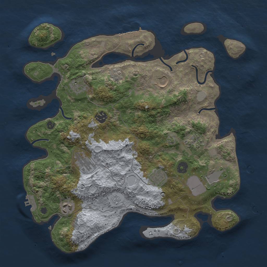 Rust Map: Procedural Map, Size: 3500, Seed: 1753029300, 18 Monuments