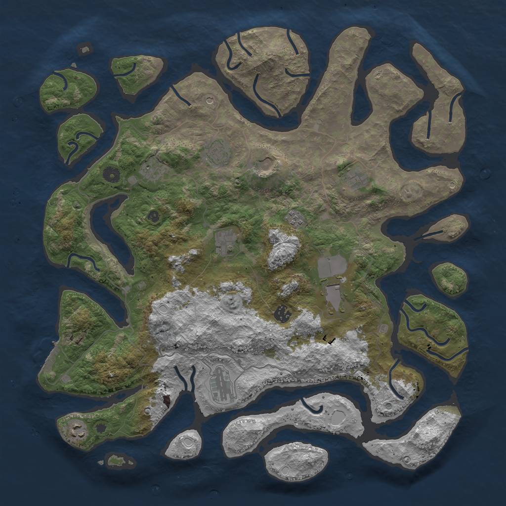 Rust Map: Procedural Map, Size: 4500, Seed: 814648, 17 Monuments