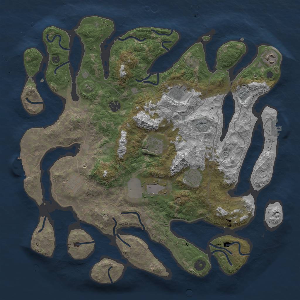 Rust Map: Procedural Map, Size: 4000, Seed: 749364, 19 Monuments