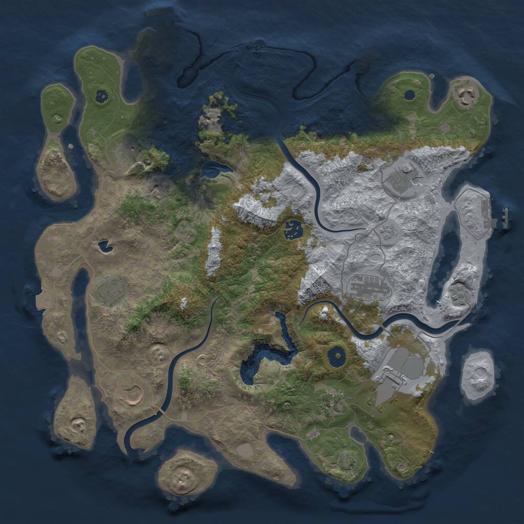Rust Map: Procedural Map, Size: 4000, Seed: 749364, 16 Monuments