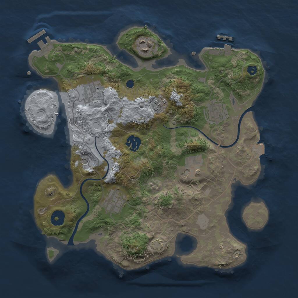 Rust Map: Procedural Map, Size: 3000, Seed: 406307536, 12 Monuments