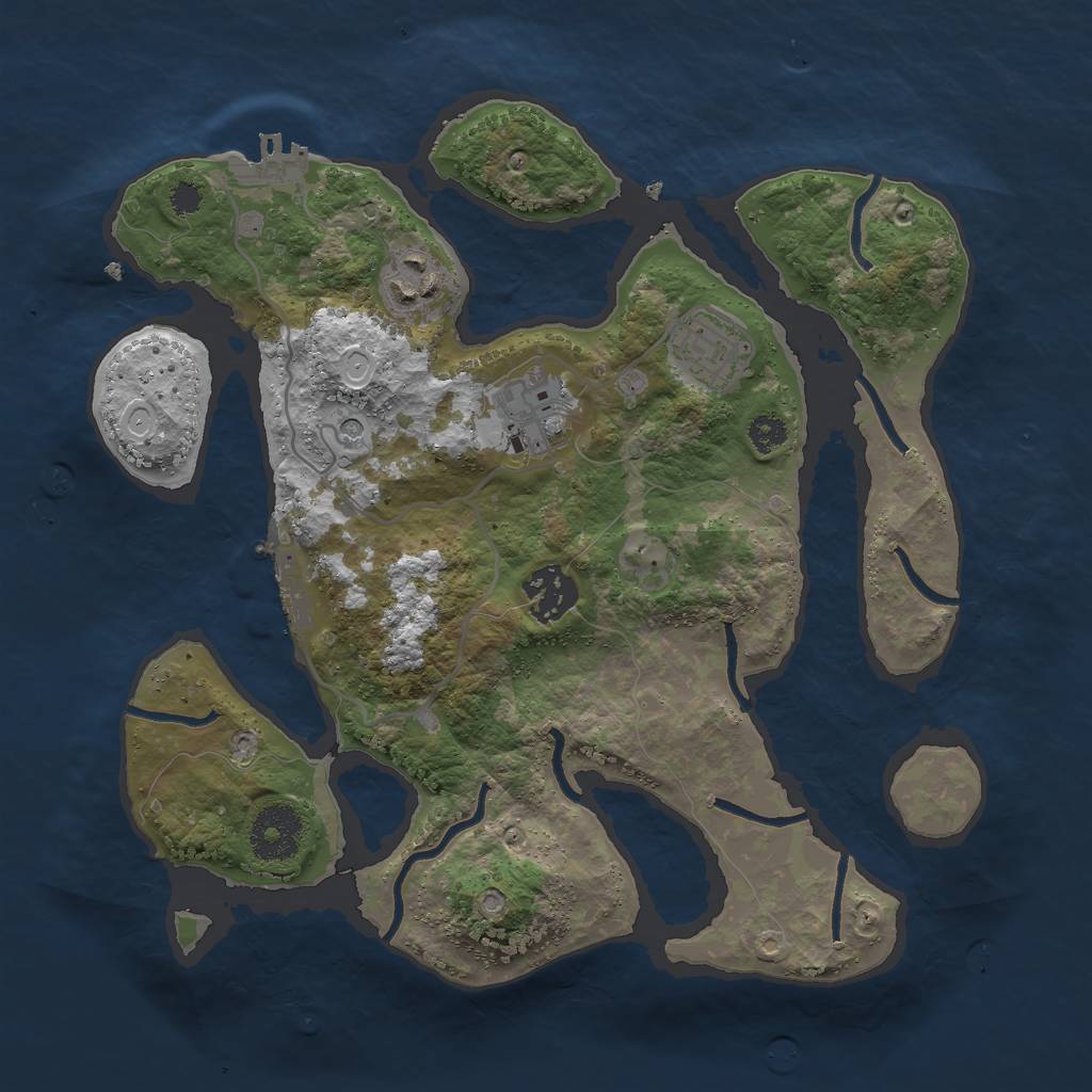 Rust Map: Procedural Map, Size: 3000, Seed: 406307536, 12 Monuments